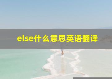 else什么意思英语翻译