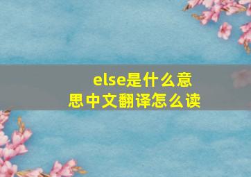 else是什么意思中文翻译怎么读