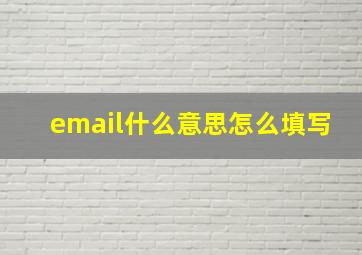 email什么意思怎么填写