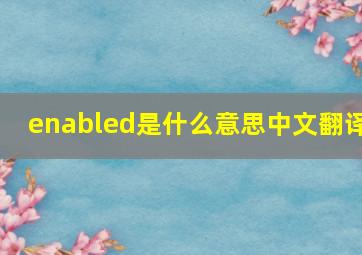 enabled是什么意思中文翻译