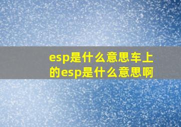 esp是什么意思车上的esp是什么意思啊