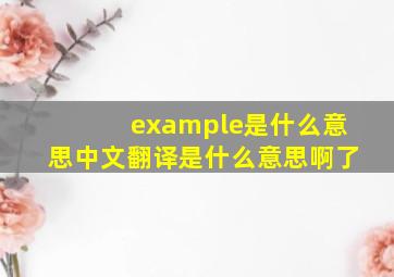 example是什么意思中文翻译是什么意思啊了