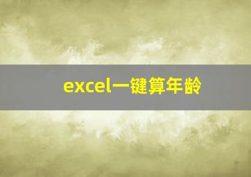 excel一键算年龄