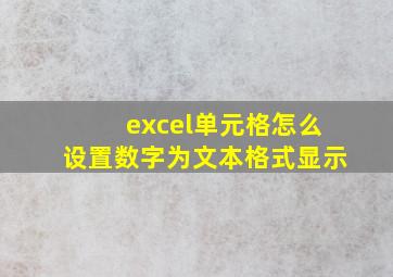 excel单元格怎么设置数字为文本格式显示