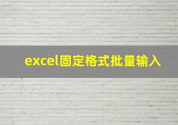 excel固定格式批量输入