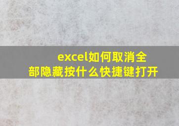 excel如何取消全部隐藏按什么快捷键打开