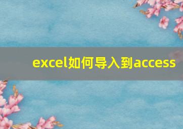 excel如何导入到access