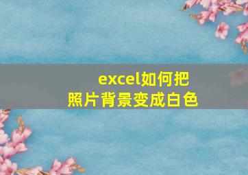 excel如何把照片背景变成白色