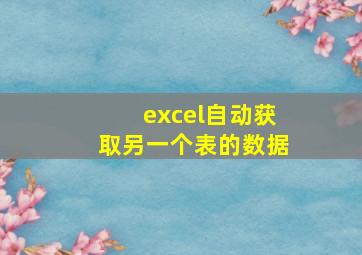 excel自动获取另一个表的数据