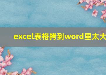 excel表格拷到word里太大