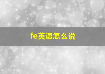 fe英语怎么说