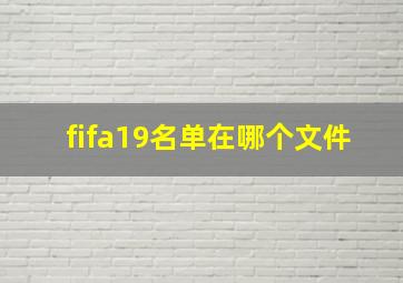 fifa19名单在哪个文件