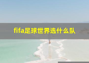 fifa足球世界选什么队