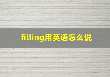 filling用英语怎么说