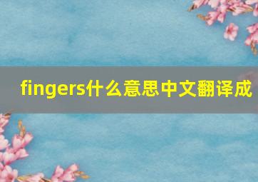 fingers什么意思中文翻译成