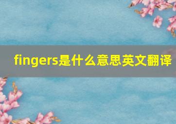 fingers是什么意思英文翻译