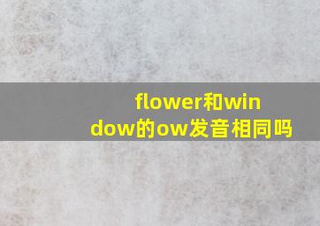 flower和window的ow发音相同吗