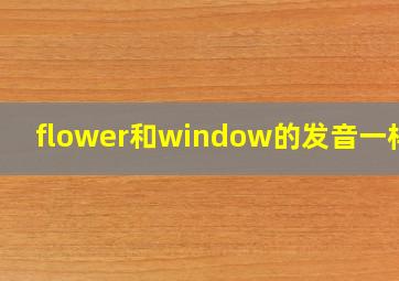 flower和window的发音一样吗