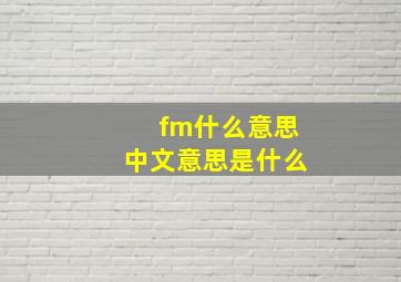 fm什么意思中文意思是什么