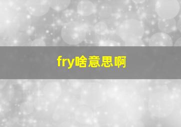 fry啥意思啊