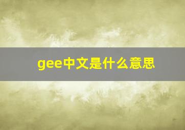 gee中文是什么意思