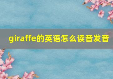 giraffe的英语怎么读音发音