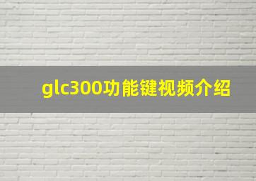 glc300功能键视频介绍