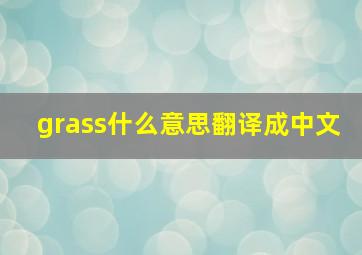 grass什么意思翻译成中文