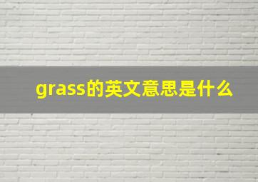 grass的英文意思是什么