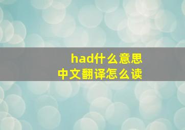 had什么意思中文翻译怎么读