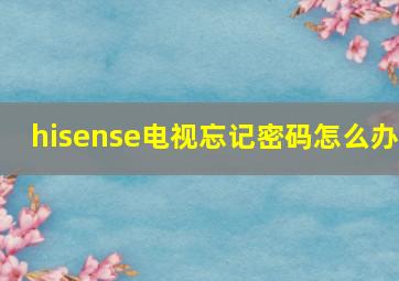 hisense电视忘记密码怎么办