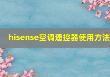 hisense空调遥控器使用方法