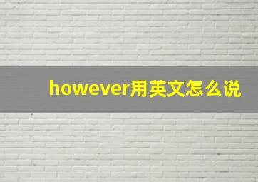 however用英文怎么说