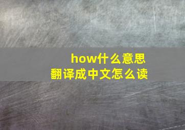 how什么意思翻译成中文怎么读