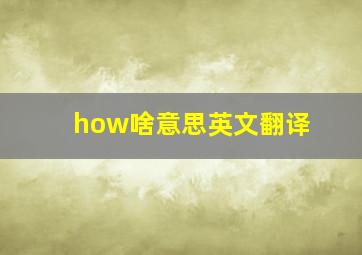 how啥意思英文翻译