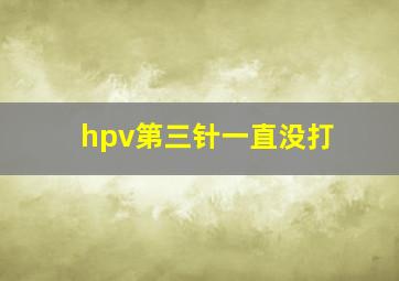 hpv第三针一直没打