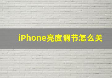 iPhone亮度调节怎么关