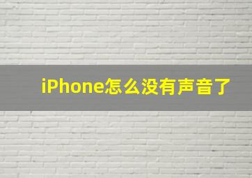 iPhone怎么没有声音了