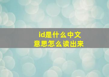 id是什么中文意思怎么读出来