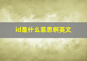 id是什么意思啊英文