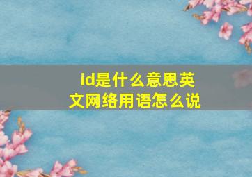 id是什么意思英文网络用语怎么说