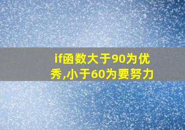 if函数大于90为优秀,小于60为要努力