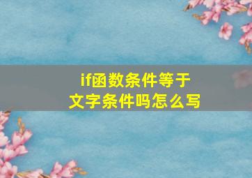 if函数条件等于文字条件吗怎么写