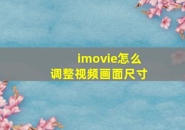 imovie怎么调整视频画面尺寸