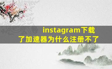 instagram下载了加速器为什么注册不了