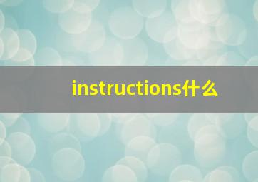 instructions什么