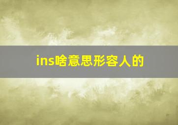 ins啥意思形容人的