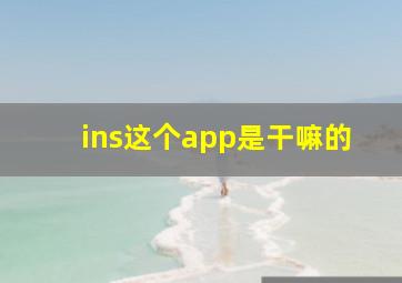 ins这个app是干嘛的