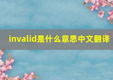 invalid是什么意思中文翻译