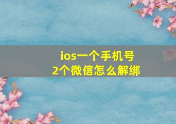 ios一个手机号2个微信怎么解绑